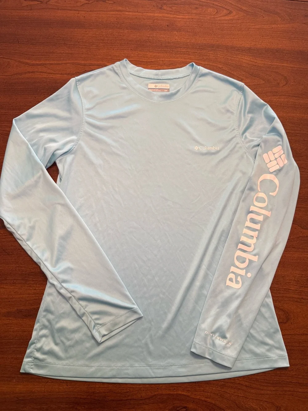 Columbia Youth PFG Sun Shirt Small Aqua Blue UPF